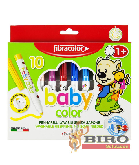 Carioci 10 culori Baby 1+, Fibracolor
